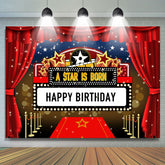 A Stern Ist Geboren Rot Vorhang Glücklich Geburtstag Hintergrund